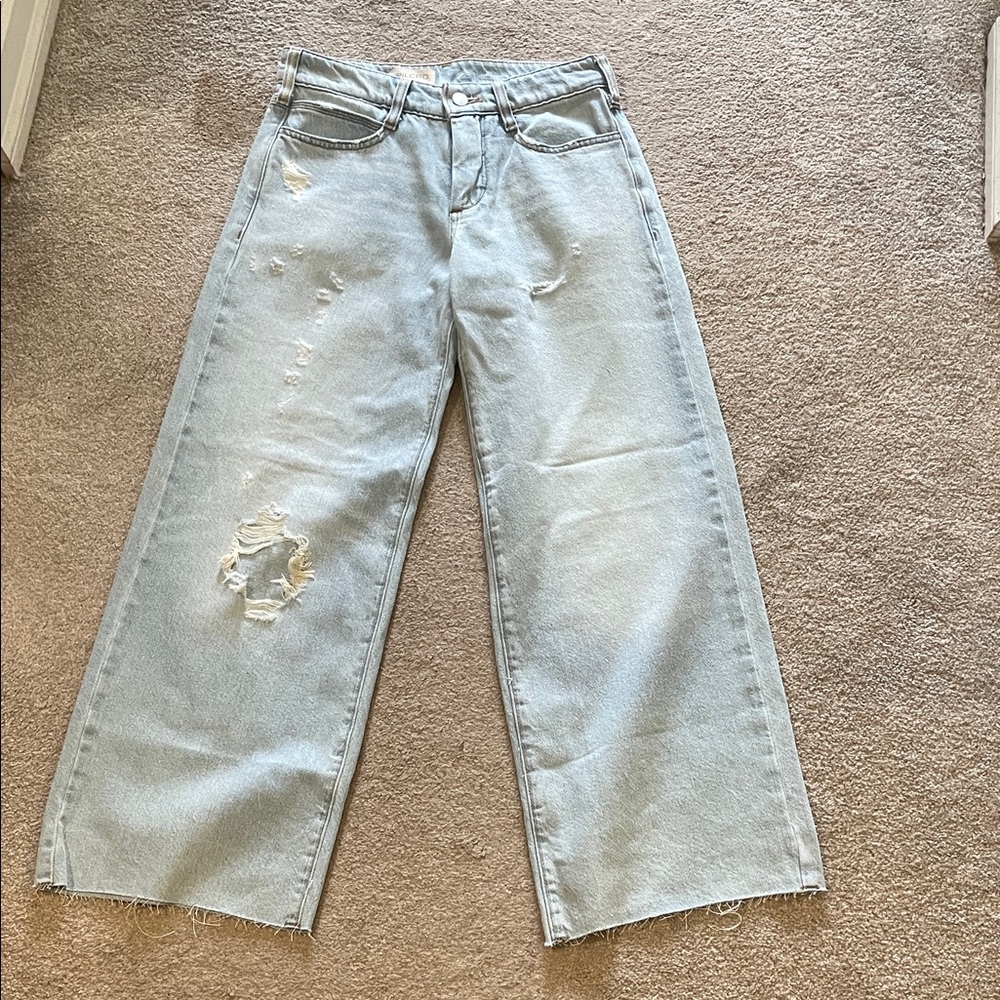Pilcro Light Blue Distressed Wide Leg Jeans
